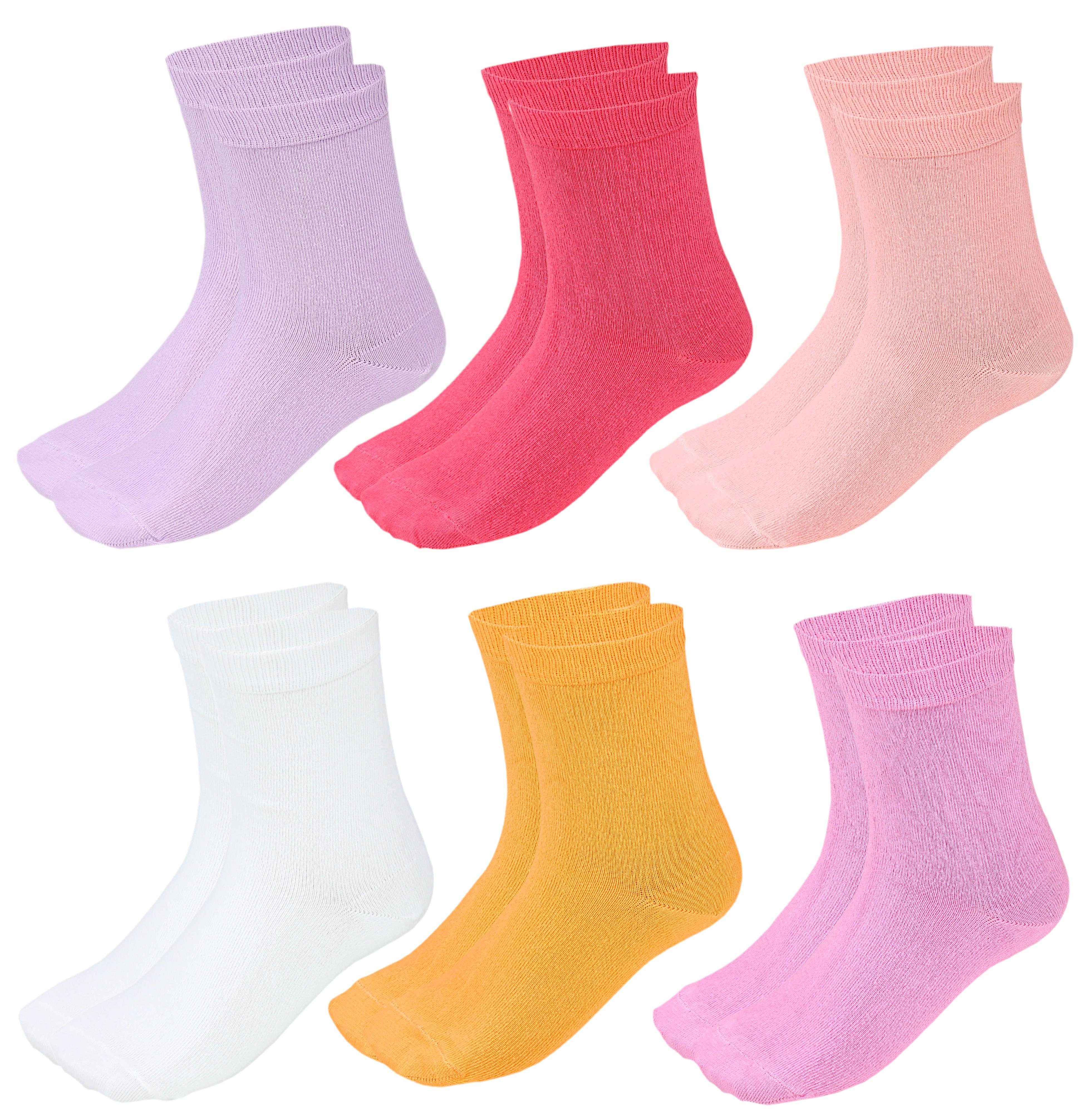 TupTam Freizeitsocken TupTam Kinder Socken Bunt Gemustert 6er Pack für Mädchen und Jungen Pink Aprikose Gelb Lila Weiß Koralle