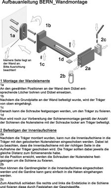 Gardinenstange Bern, indeko, 1-läufig, Wunschmaßlänge, verschraubt, Aluminium, Innenlauf Komplett-Set inkl. Gleitern und Montagematerial