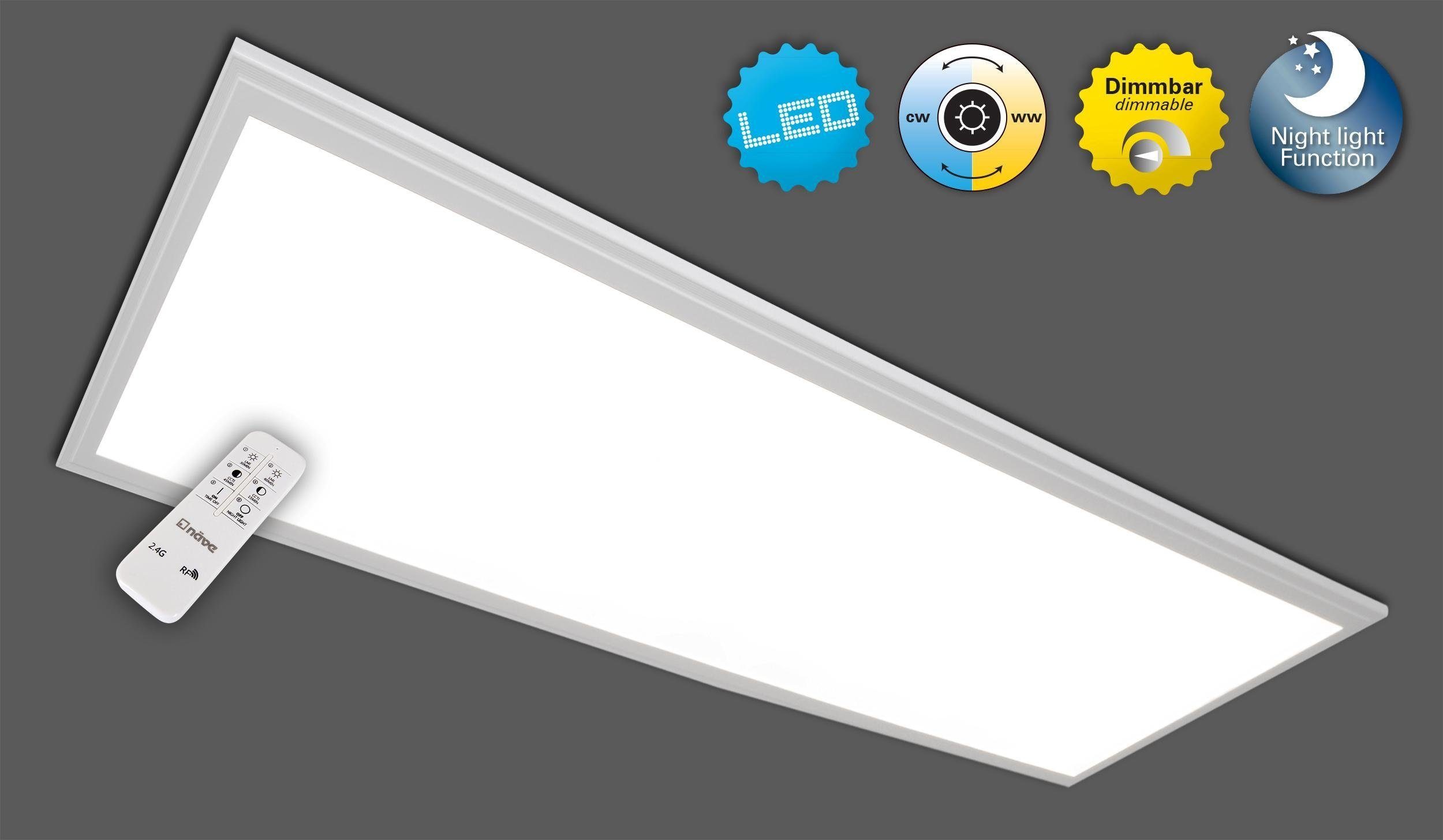 näve LED Deckenleuchte Salta, Dimmfunktion, Farbwechsel, Nachtlichtfunktion, mehrere Helligkeitsstufen, LED fest integriert, Kaltweiß, Warmweiß, Deckenleuchte, dimmbar, Nachlicht- und Memoryfunktion, Fernbedienung