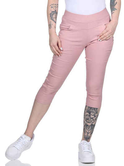 Aurela Damenmode Caprihose Caprijeans leiche Sommer Capri Hose Damen mit elastischem Bund, in großen Größen erhältlich