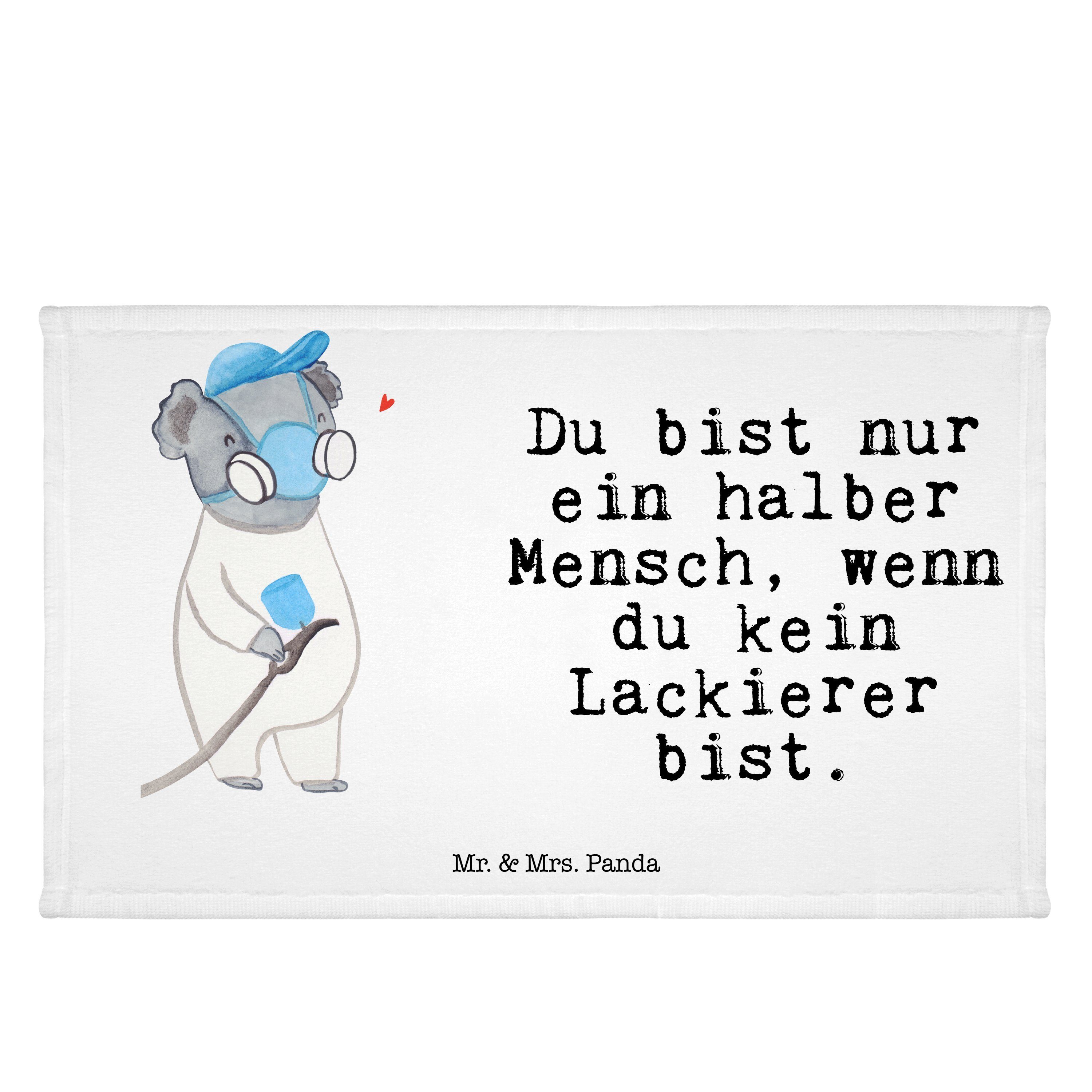 Reisehandtuch, Panda Lackierer Geschenk, Sport, Handtuch & mit - - Weiß Frottier, (1-St) Mr. Herz Mrs.