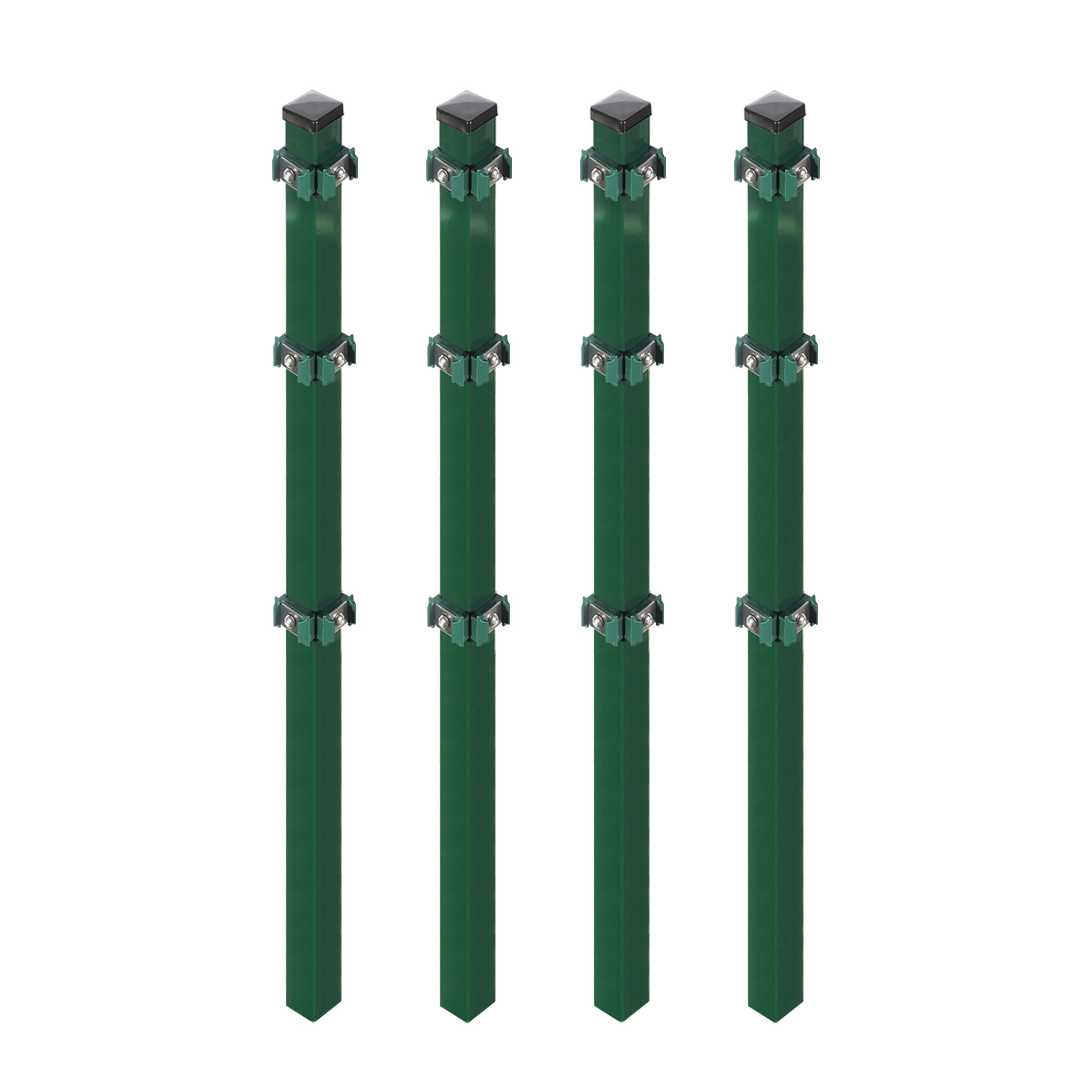 Arvotec Zaunpfosten 4x Eckpfosten Grün RAL 6005 4x4x120 cm für Mattenhöhe 80/83 cm Grün, (Eckpfosten, 0-St), zum Einbetonieren