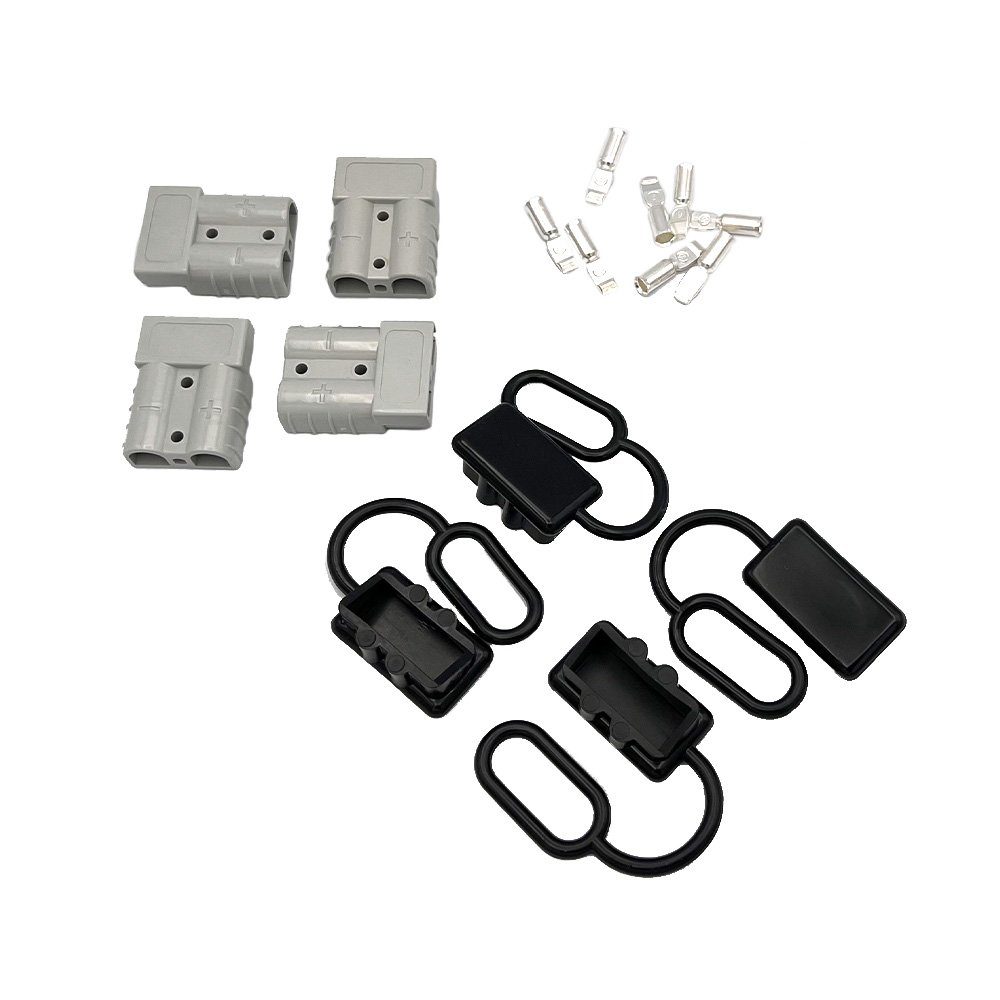 offgridtec 4er Set Anderson Stecker 50A max. 600V mit Staubschutzkappe 6AWG Stromkabel