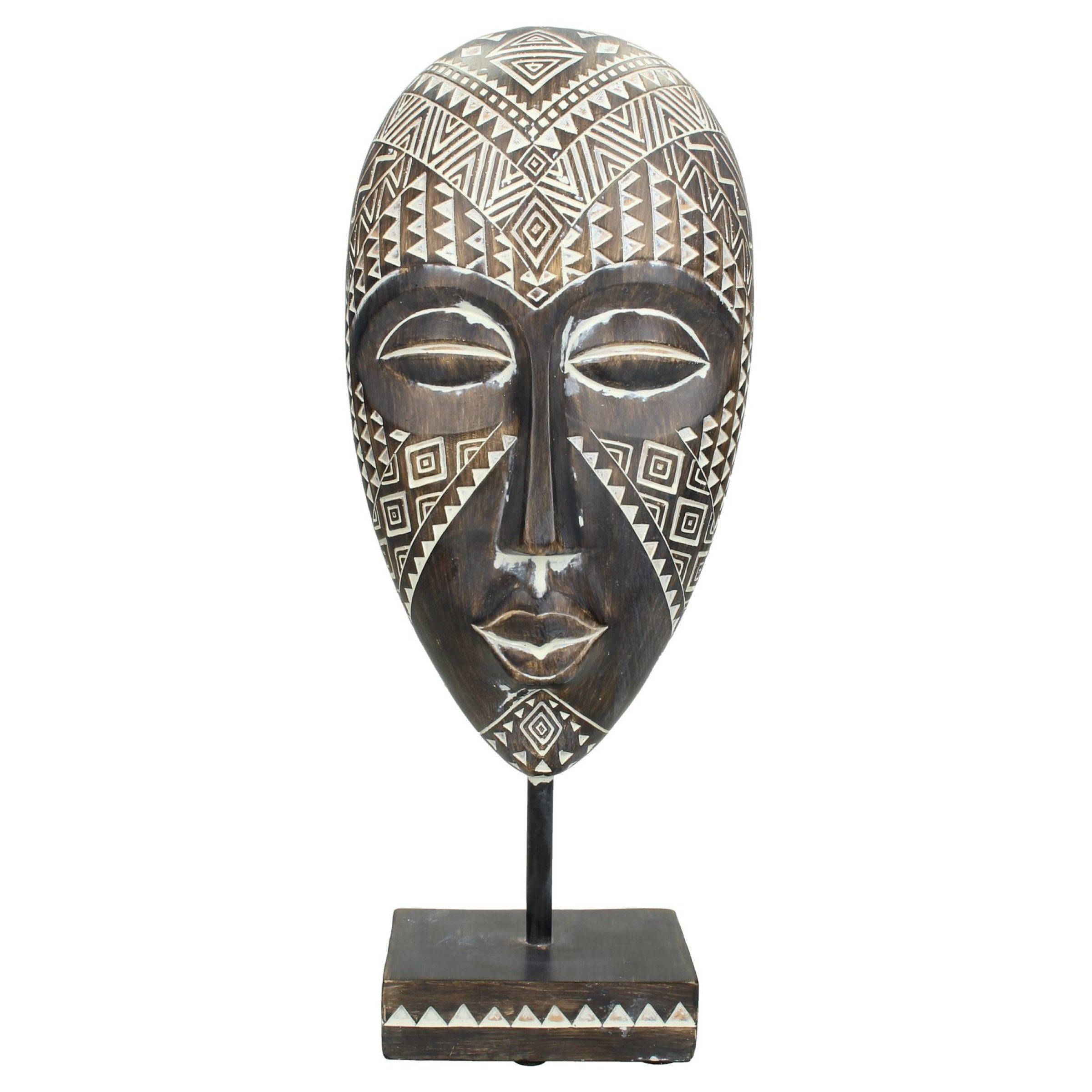 Engelnburg Dekofigur Hochwertig Dekofigur Skulptur Figur Ornament Maske Polyresin 13x8x33cm
