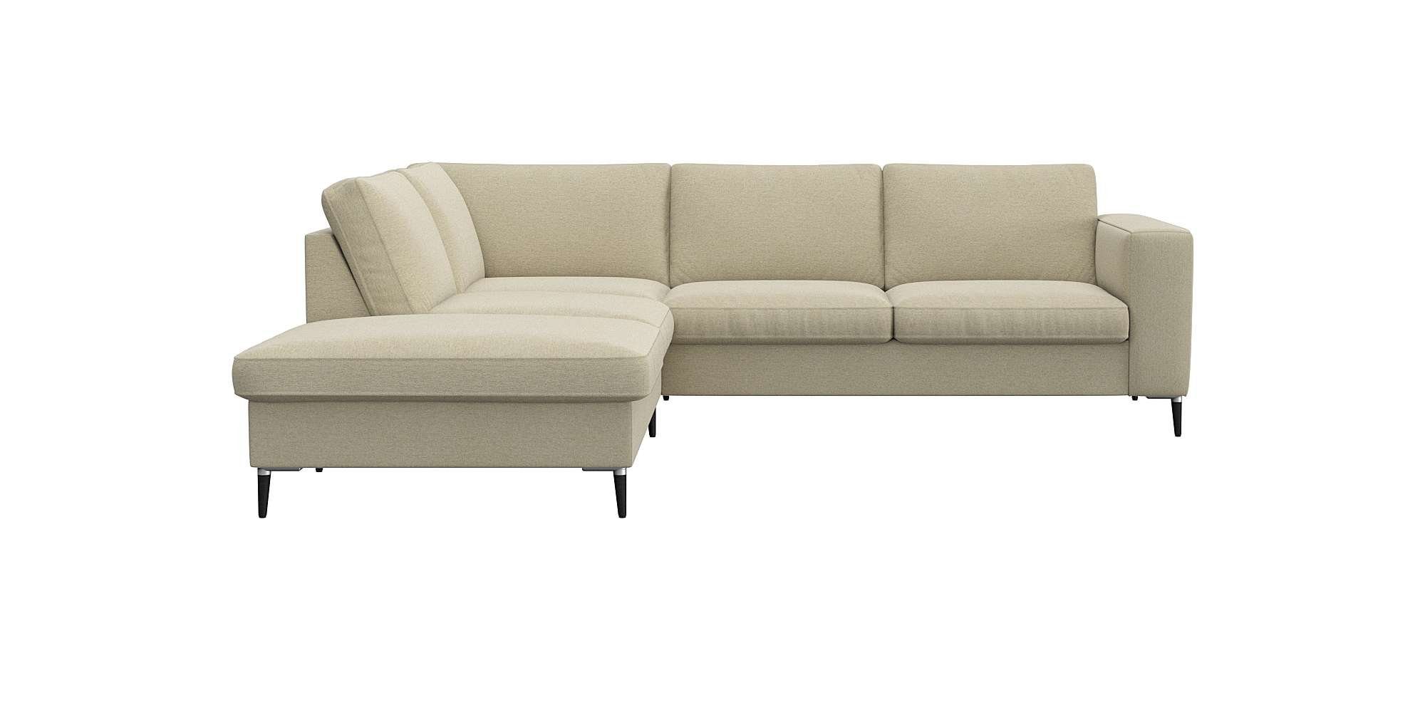 FLEXLUX Ecksofa Fiore, breite Armlehnen, Kaltschaum, Füße Alu+schwarz