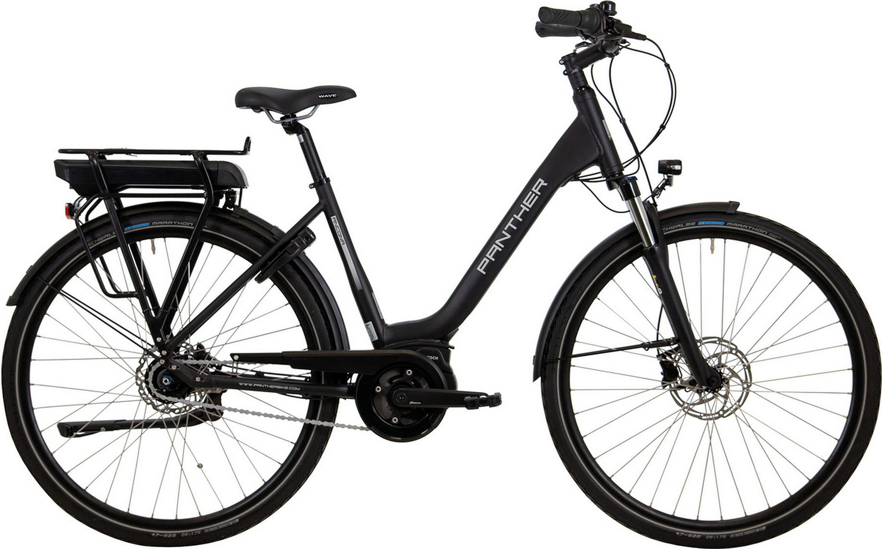 Panther E-Bike, 8 Gang Nabenschaltung 8-Gang Shimano Nexus Freilauf Disc, Nabenschaltung 8-Gang Shimano Nexus Freilauf Disc, Bosch Active Line Mittelmotor mit 40Nm, Elektrobike E-City Maruka 1.0 Wave Bosch Active Line 400 Wh