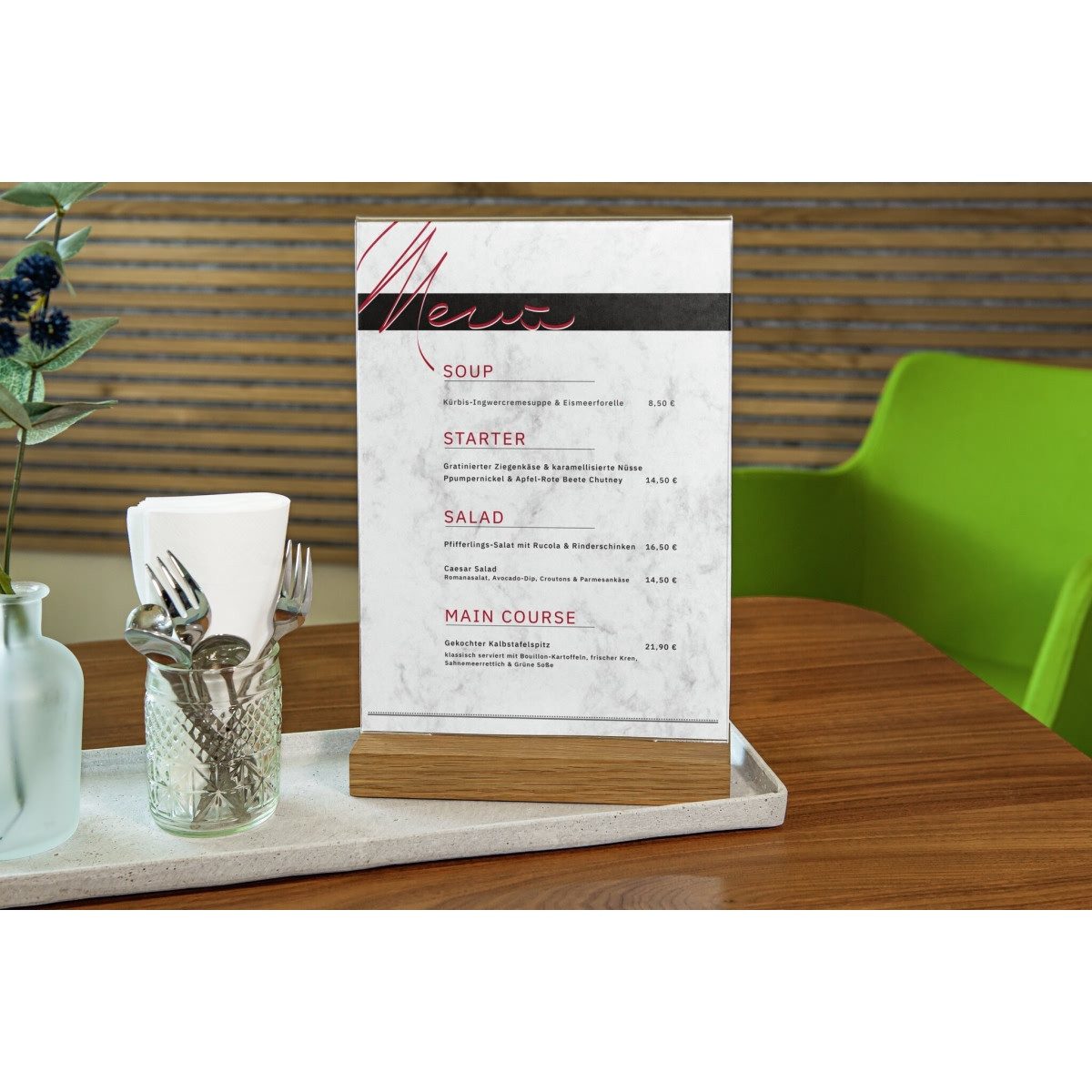 Sigel Stehsammler Tischaufsteller A4 mit Holzsockel Acryl, geöltes Eichenholz, gerade