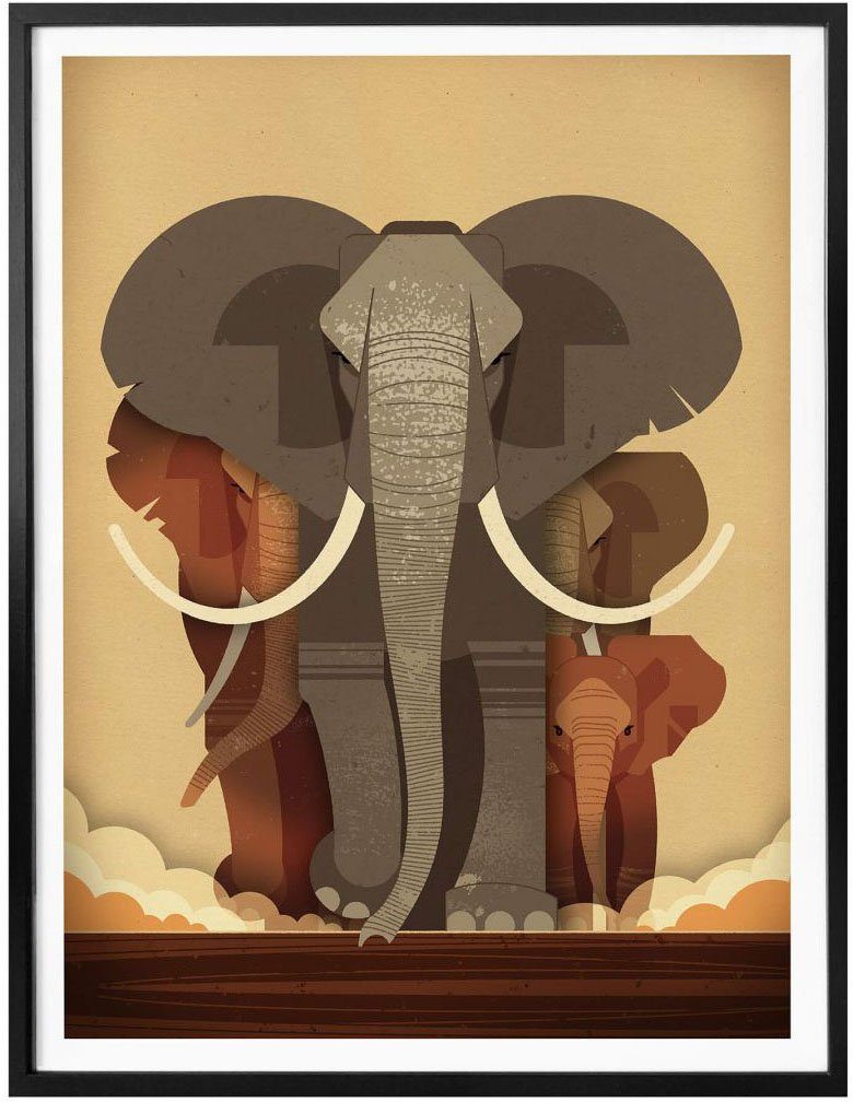 Elephants, Wall-Art (1 Wandbild, Elefanten Poster, Poster Wandposter Bild, St),