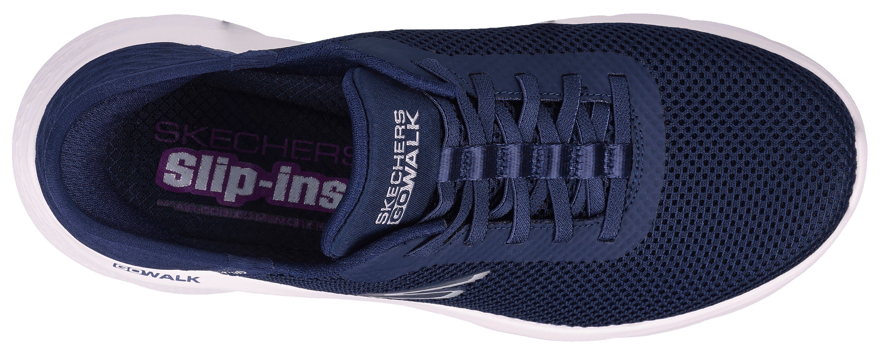 GO Skechers Maschinenwäsche ENTRANCE für navy-weiß FLEX-GRAND Sneaker WALK geeignet Slip-On