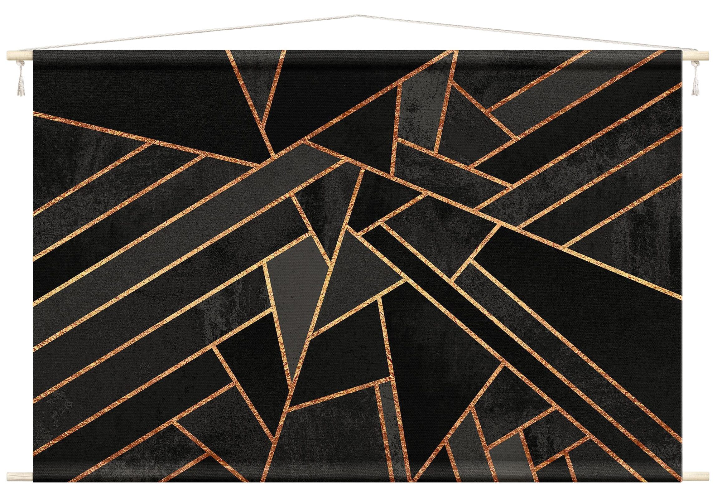 Bilderdepot24 Wandteppich modern Muster Abstrakt Aquarell Geometrisch schwarz, rechteckig, Höhe: 2.6 mm, großes Wandbild aus Natur-Baumwolle Wandbehang Stoffbild Tuch Wollseil