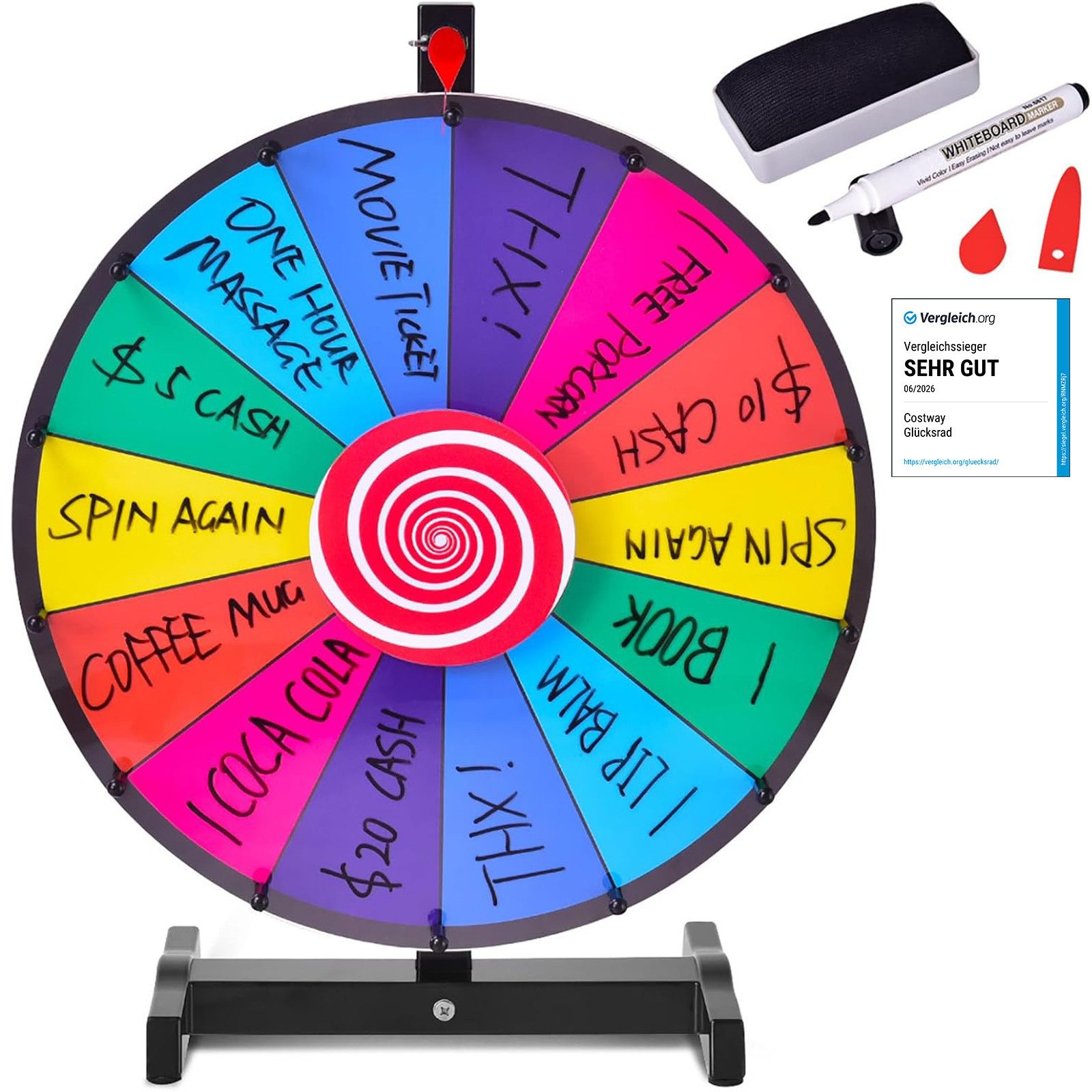 COSTWAY Spiel Glücksrad, für Lotteriespiele Wortspiele