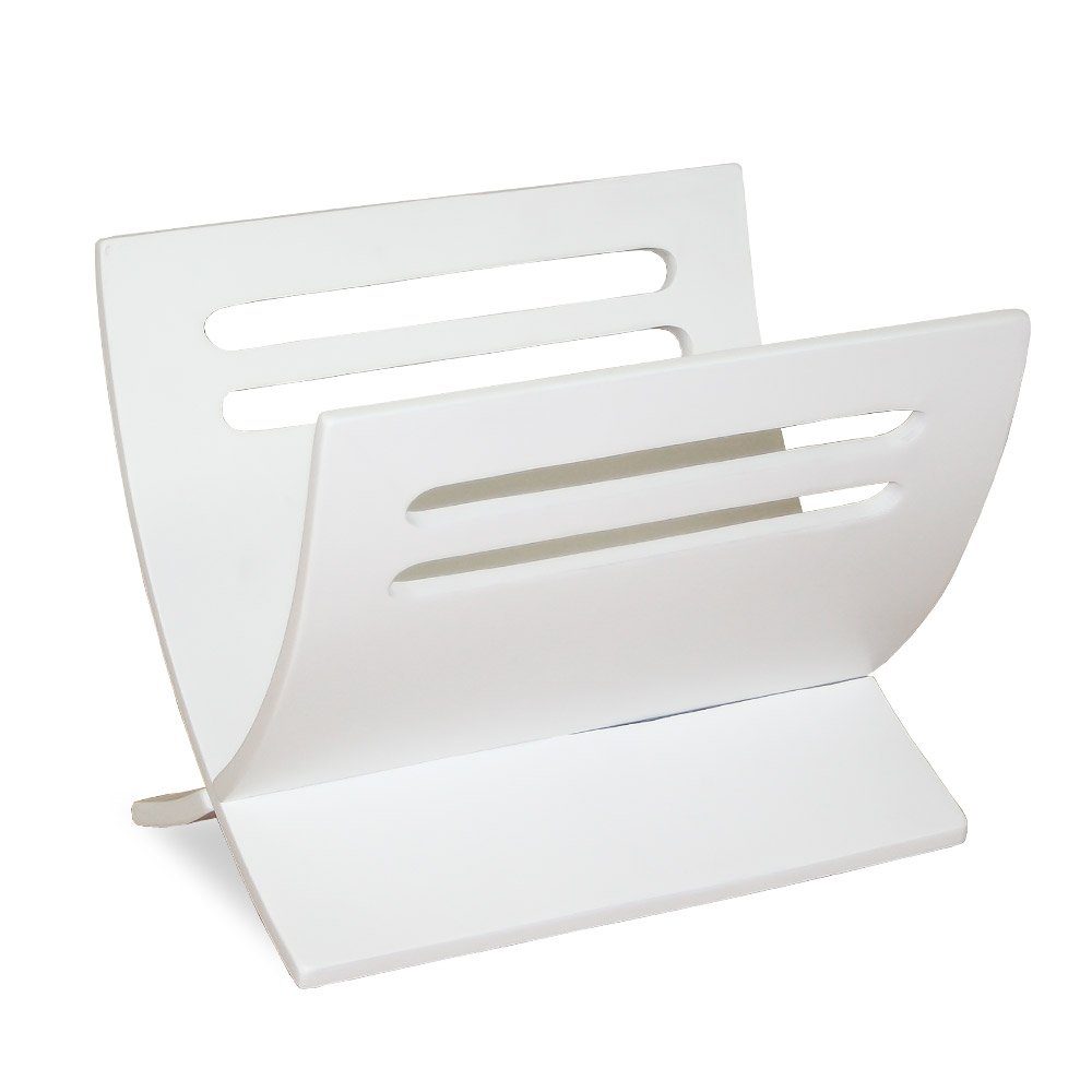 Homestyle4u Zeitungsständer Magazinhalter Holz Zeitschriftenhalter Magazinständer 2 Fächer, Weiß, BHT: 39x33x29 cm