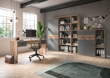 xonox.home Schreibtisch Schreibtisch MASON in Nox Eiche und Basalt grau 150 x 76 cm