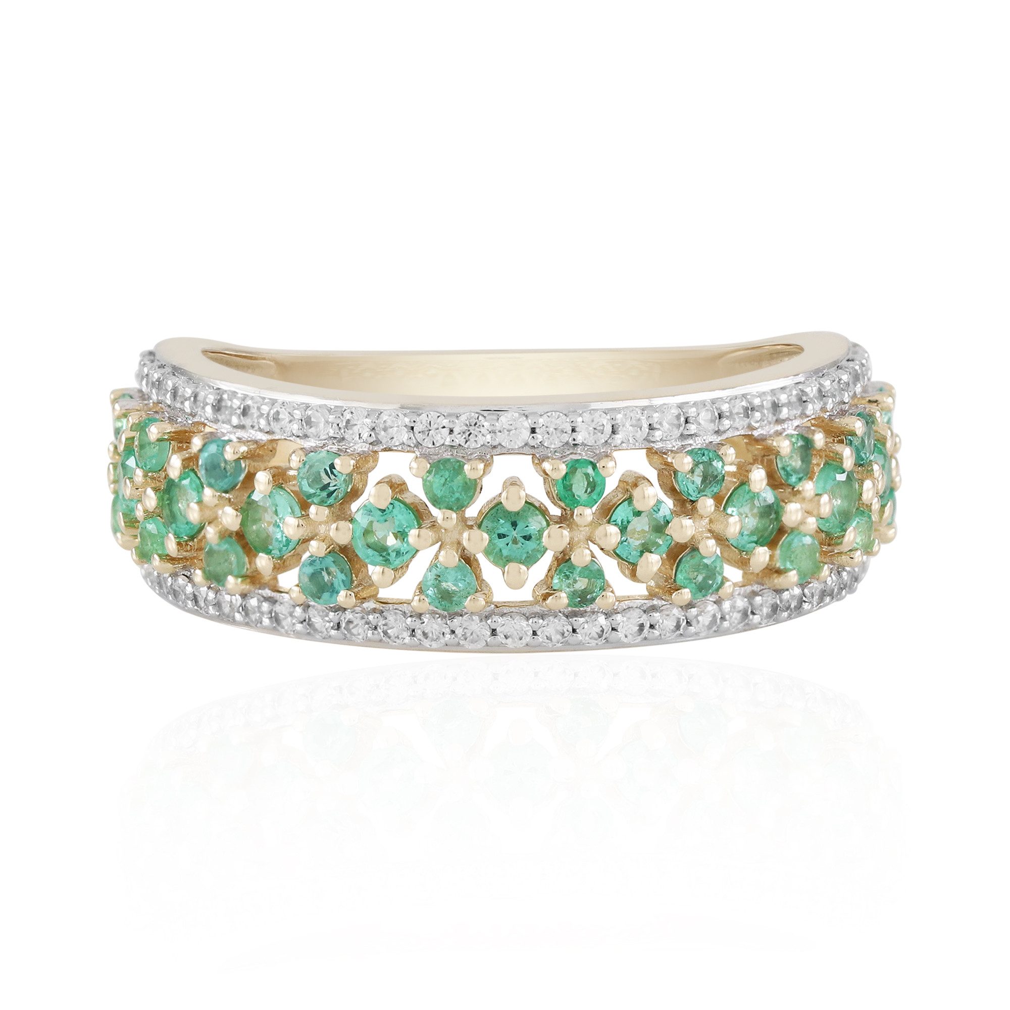 Cavill Goldring Goldring mit sambischem Smaragd und Zirkon, 0,9 Karat (1-tlg)