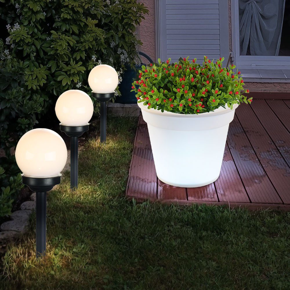 Neutralweiß, LED Set Topf fest Beleuchtung Gartenleuchte, Außen Solar LED-Leuchtmittel etc-shop verbaut, 4er Blumen Leuchten