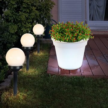 etc-shop Gartenleuchte, LED-Leuchtmittel fest verbaut, Neutralweiß, 4er Set LED Solar Leuchten Blumen Topf Außen Beleuchtung