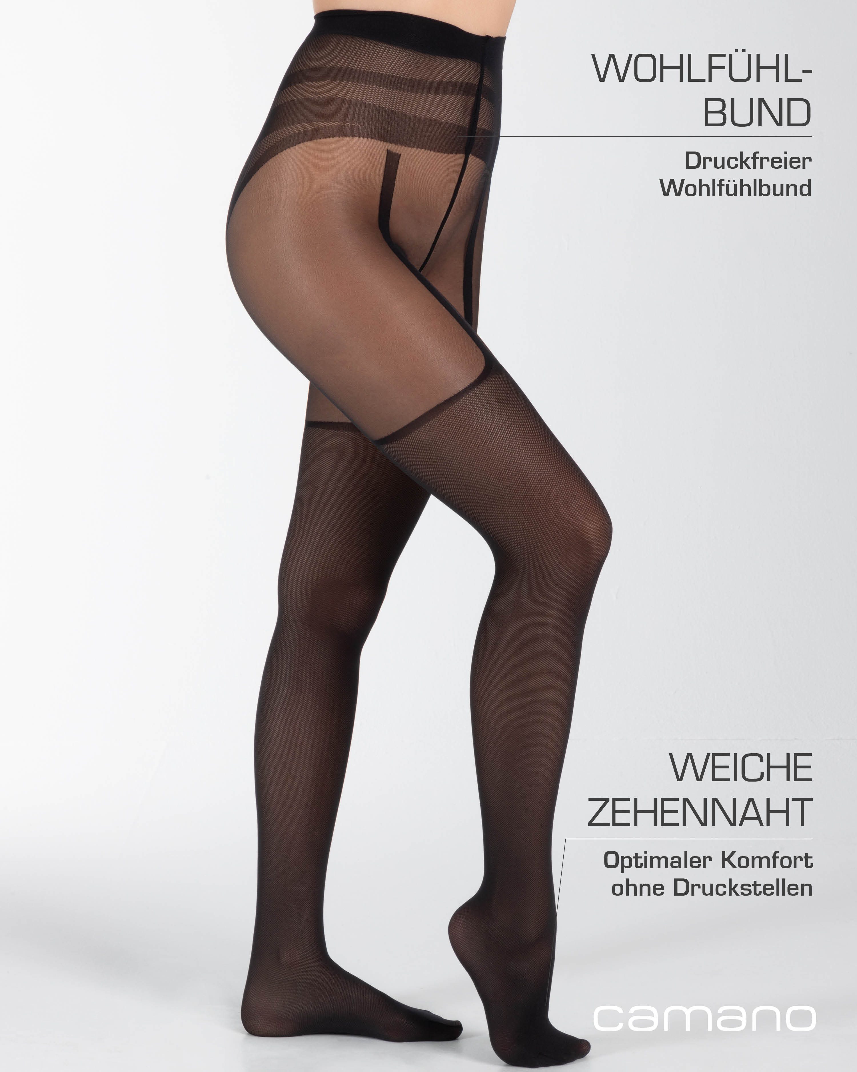 Camano Overknee-Strumpfhose fine seductive 30 DEN matter Effekt, elegant