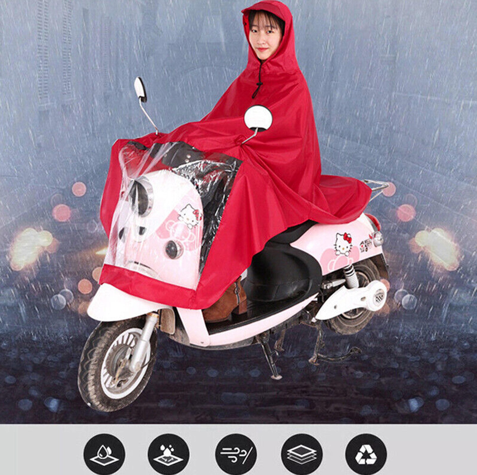 ibettertec Regenjacke Regenmantel, Wandern, Angeln, Radfahren, Reisen (Spar-Set, 1-St., 1 x faltbarer Regenponcho mit Aufbewahrungstasche) Wiederverwendbar, Mit Kapuze, Mit Taschen