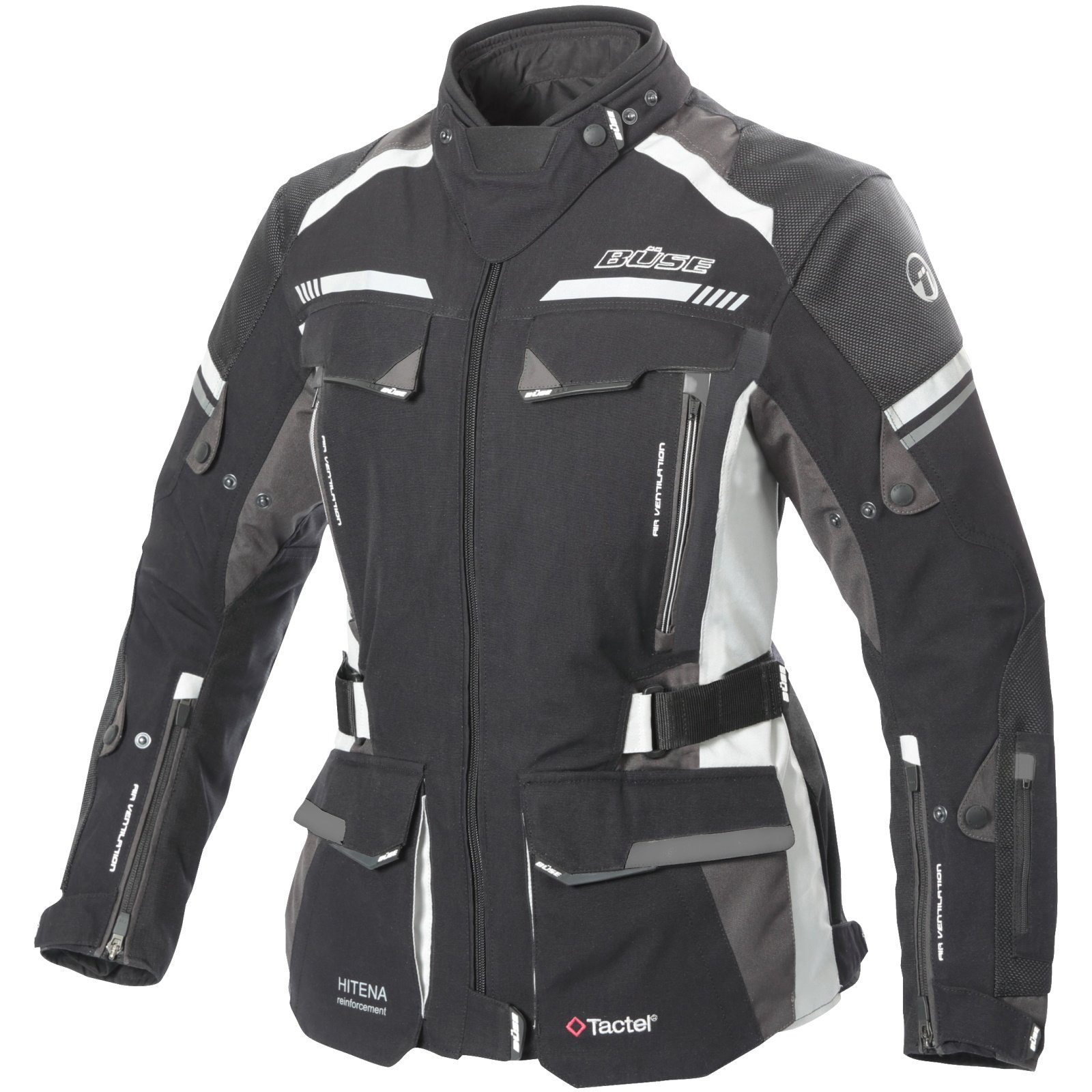 Büse Motorradjacke Büse Highland II Damen Jacke schwarz / hellgrau Schwarz/Hellgrau