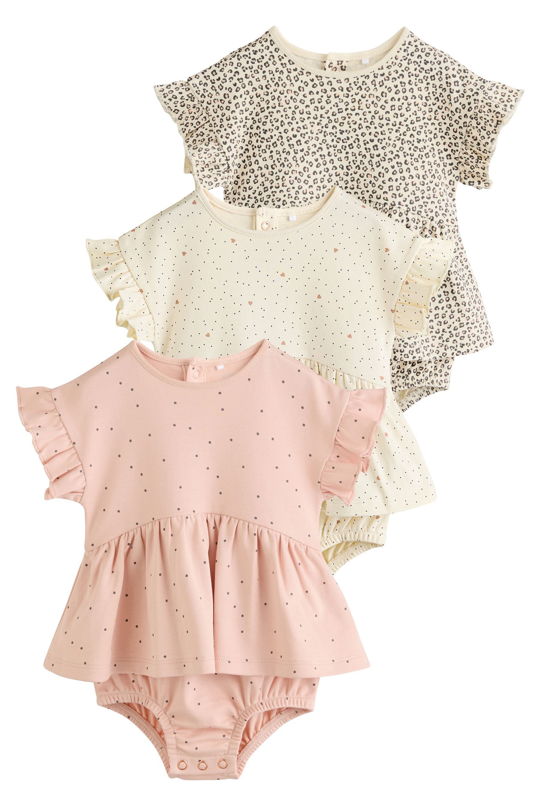 Next Повзунки Babystrampler aus 100 % Baumwolle, 3er-Pack (3-tlg)