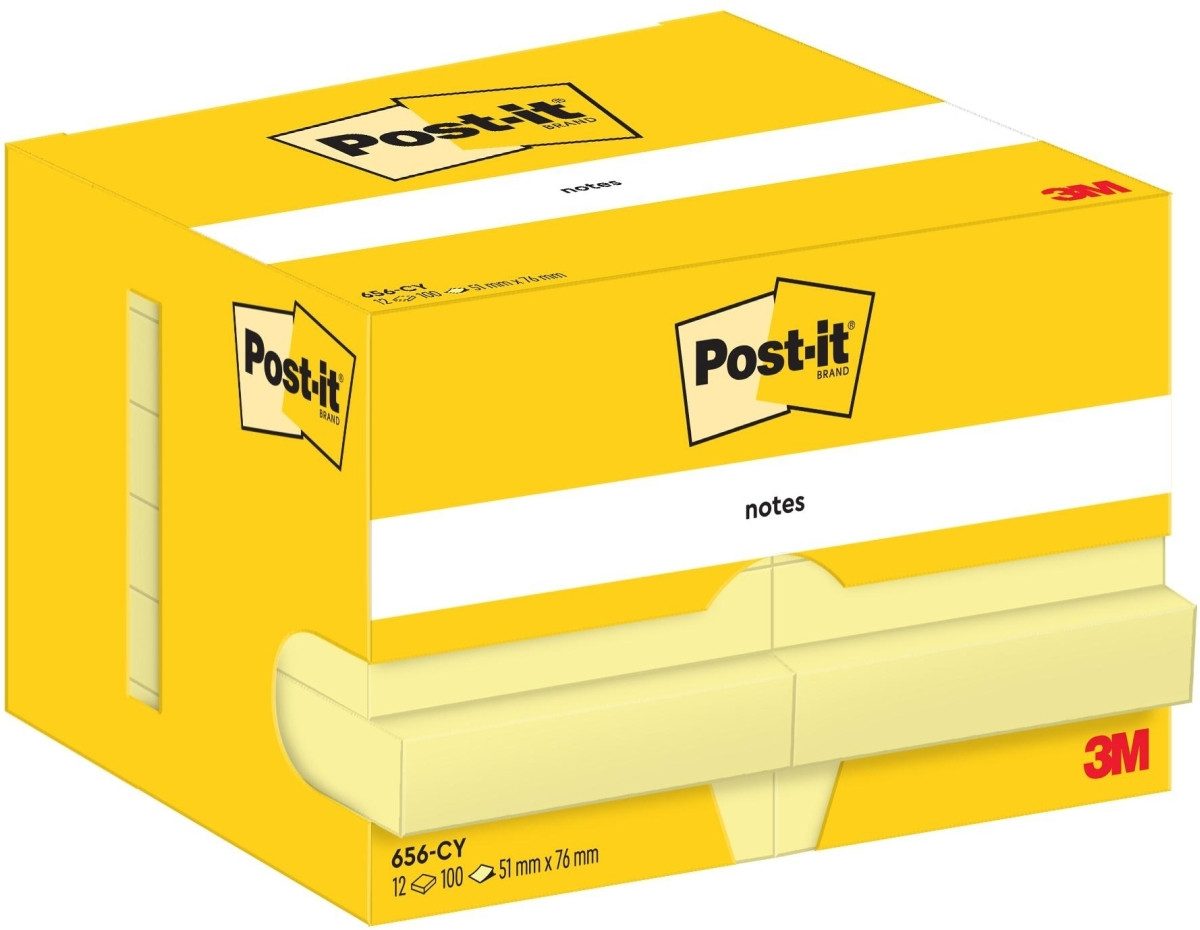 Post-it Notes Haftnotizblock Haftnotiz Notes 51x76mm 70g/qm 100 Blatt gelb VE=12 Blöcke