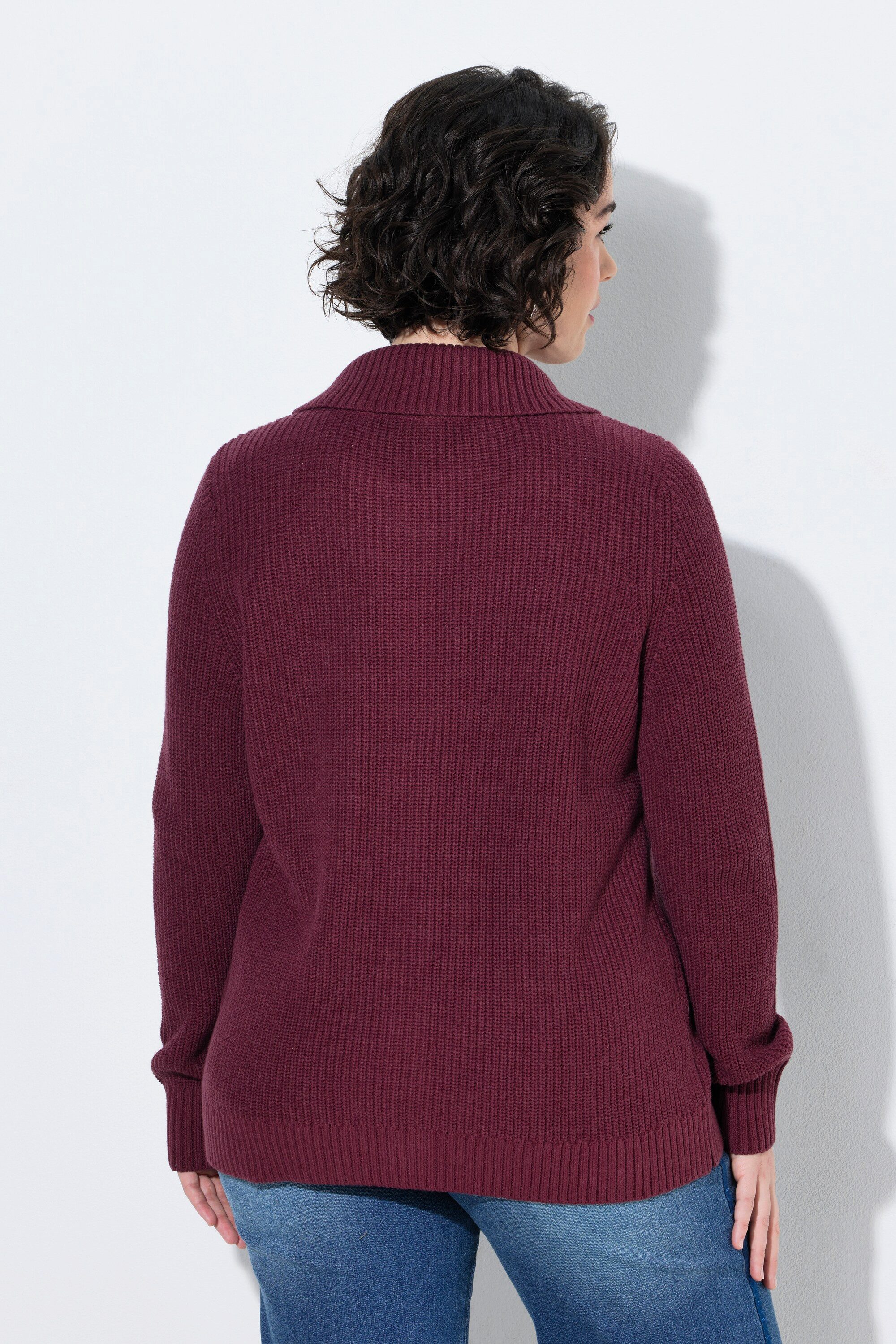 Ulla Popken Strickjacke Strickjacke Rippstrick Hemdkragen Langarm – Bild 3 von 4