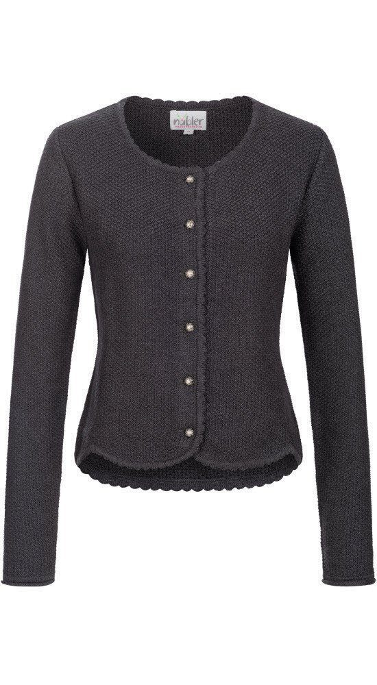 Trachtenstrickjacke Strickjacke Langarm Yvonne in Anthrazit von Nübler