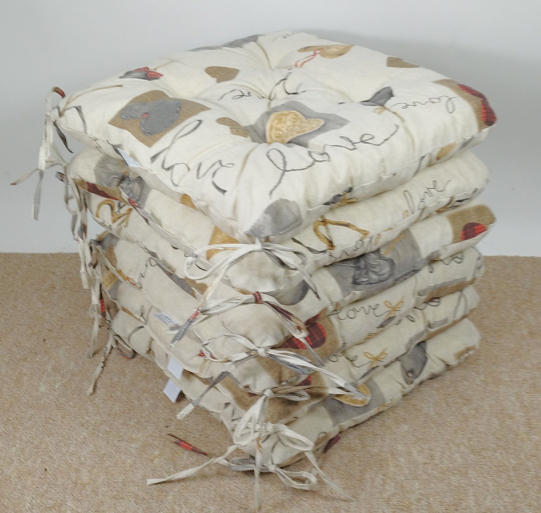 Rattani Sitzkissen Set 6 x Stuhlkissen/Sitzkissen Klara 42 x 42 cm Love günstig online kaufen