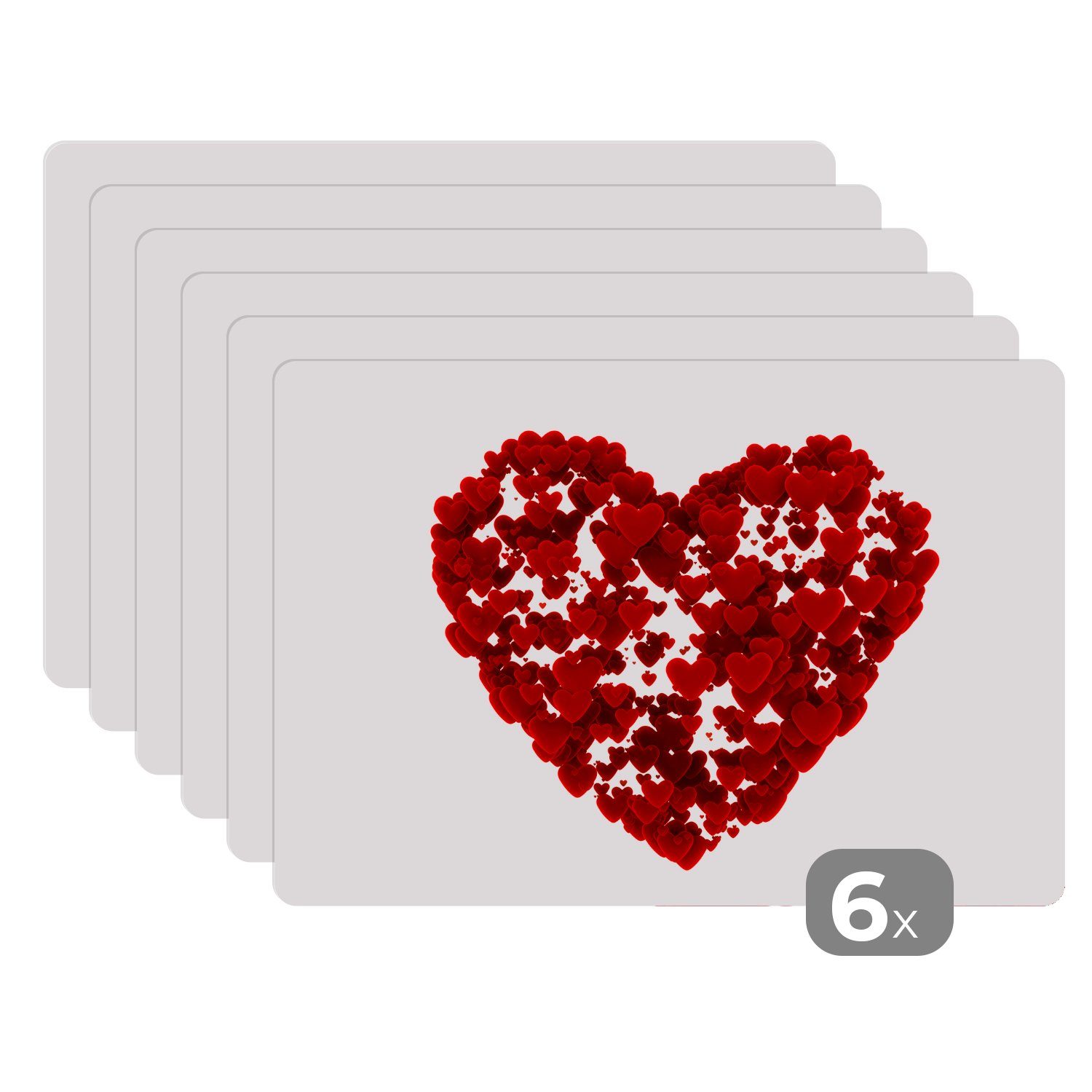 Platzset, Eine Illustration eines Herzens mit Herzen, MuchoWow, (6-St), Platzset, Platzdecken, Platzmatte, Tischmatten, Schmutzabweisend