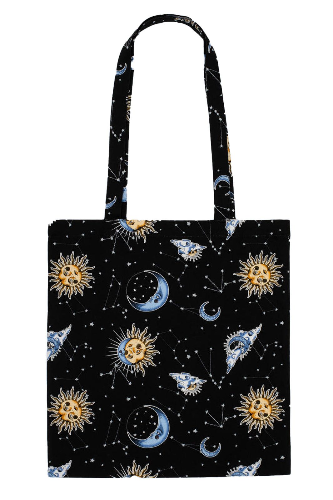Hell Bunny Shopper Solaris Tote Bag, Sonne Mond Stern Tasche Einkaufstasche