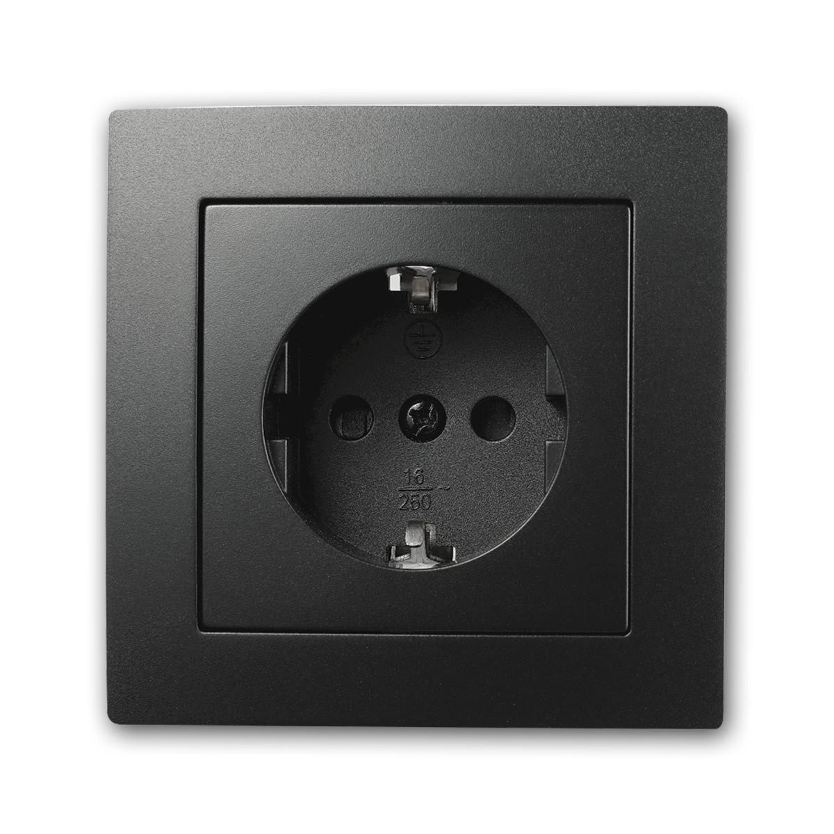 McPower FLAIR Steckdose schwarz,250V~/16A,UP,m Rahme,Klemm Unterputzschalter