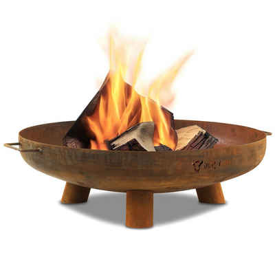BBQ-Toro Feuerschale Ø 70 cm, Rostoptik, Outdoor Dreibein Feuerstelle für Garten/Terrasse, (4-St), mit Griffen
