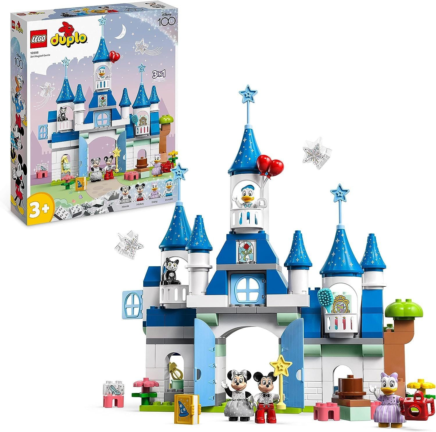 LEGO® Disney Duplo 3in1-Zau­ber­schloss Micky Minnie Donald Duck (10998) Konstruktions-Spielset, (160 St)