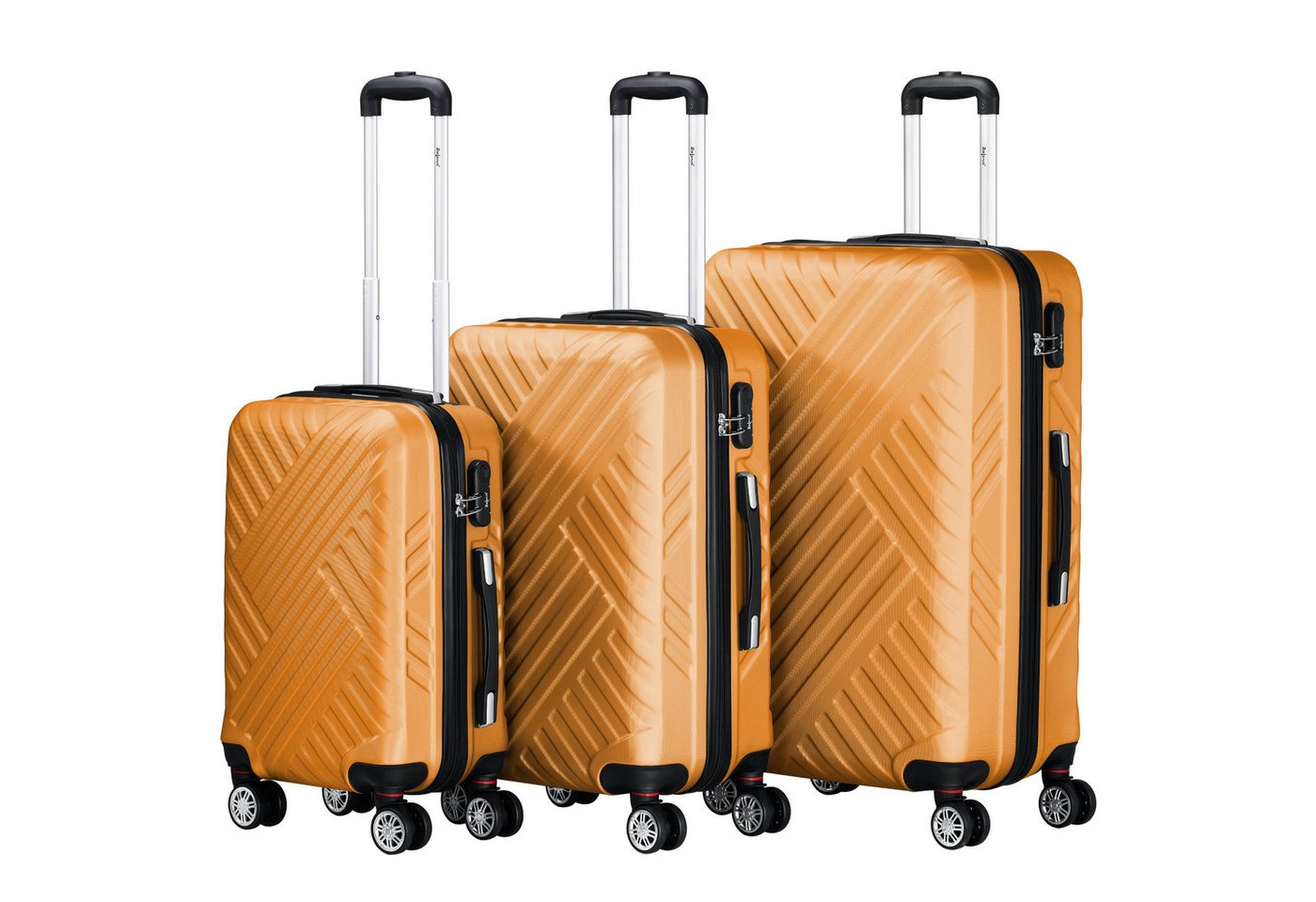 Zelsius Kofferset Koffer Set 3 Stück, Orange, ABS Hartschalenkoffer mit Zahlenschloss, 4 Rollen, (3 tlg), Ineinander stapelbar