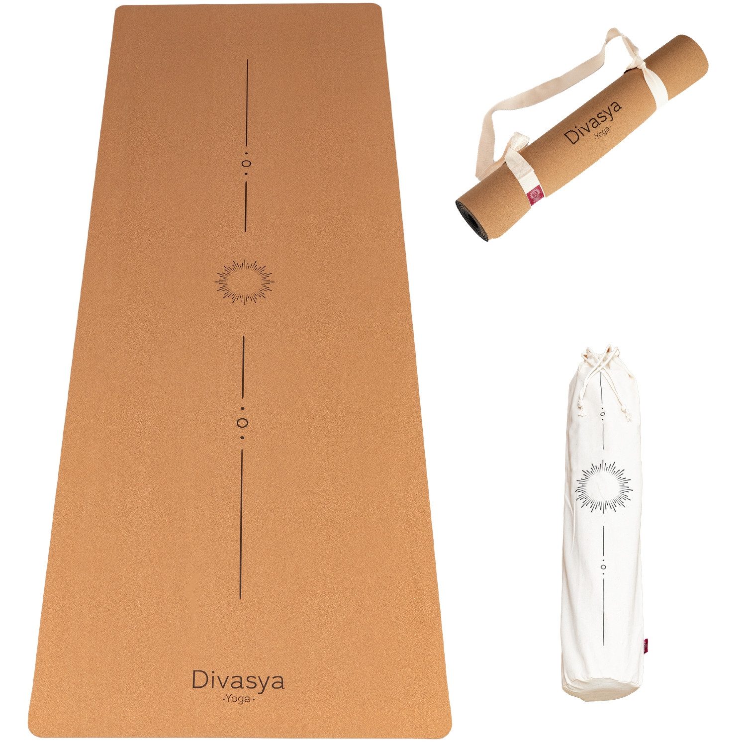 Yogamatte Yogamatte Kork, viele Yoga-Designs, inkl. Hülle & Tragegurt