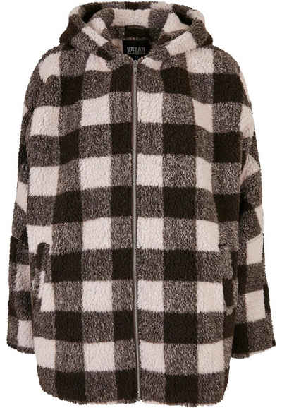 URBAN CLASSICS Winterjacke Damen Ladies Hooded Oversized Check Sherpa Jacket (1-St)