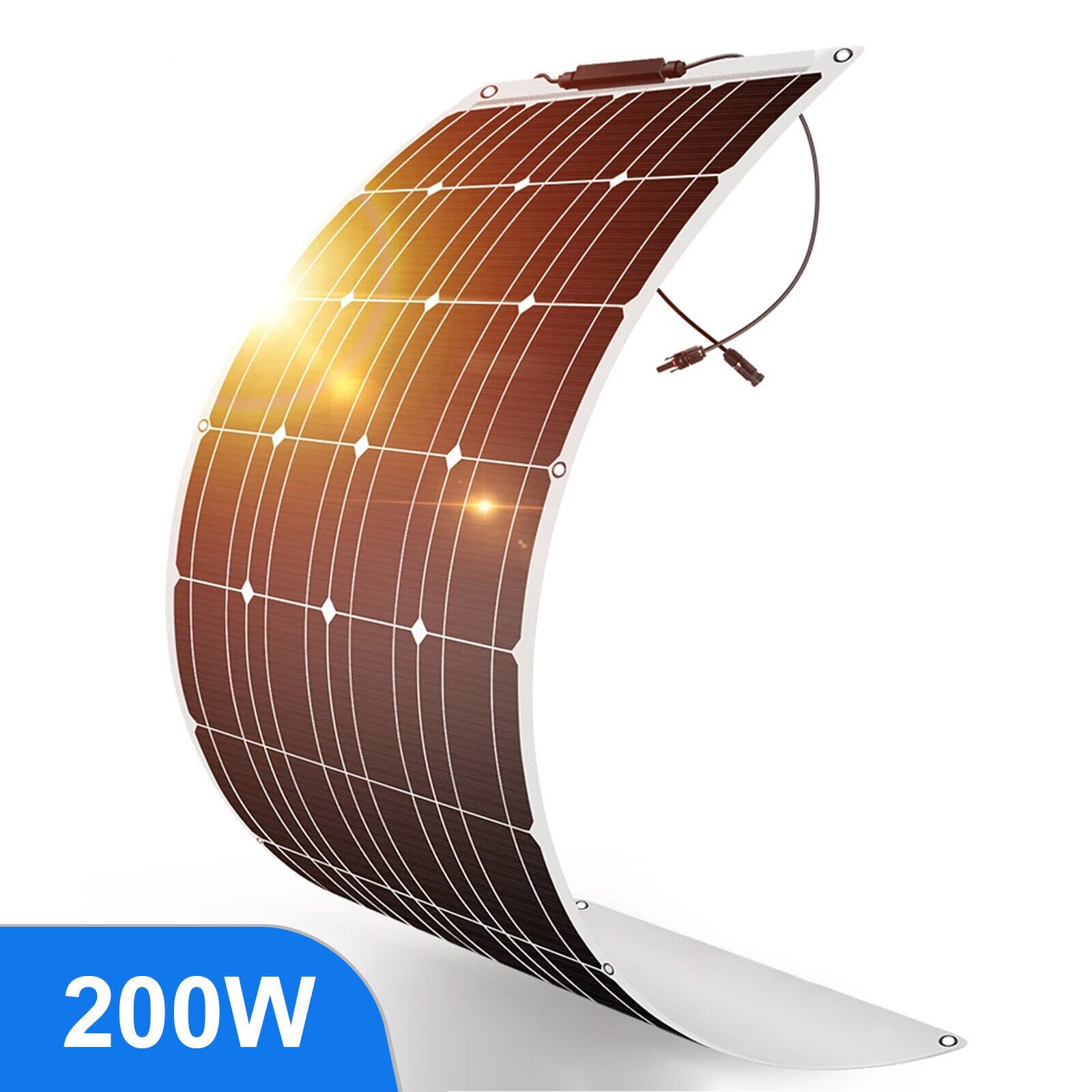 GLIESE Solarmodul Flexibel Solarpanel für Wohnmobile, Boote, Camping, 200 W, Monokristallin, (packung, 1-St., Flexible Solarmodul), biegsam (bis zu 30),Erweiterbar durch Serien- und Parallelschaltung
