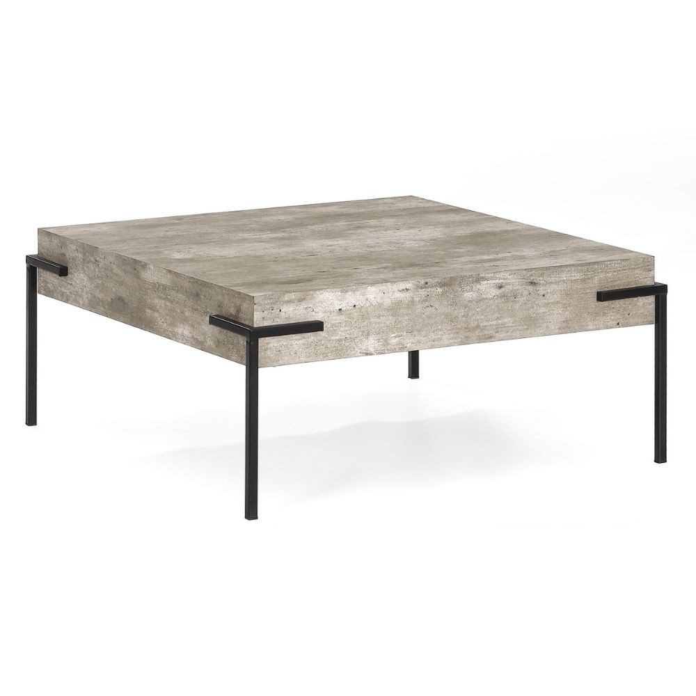 LebensWohnArt Couchtisch Design Couchtisch CRETO 80cm grau Beton-Optik Metallgestell