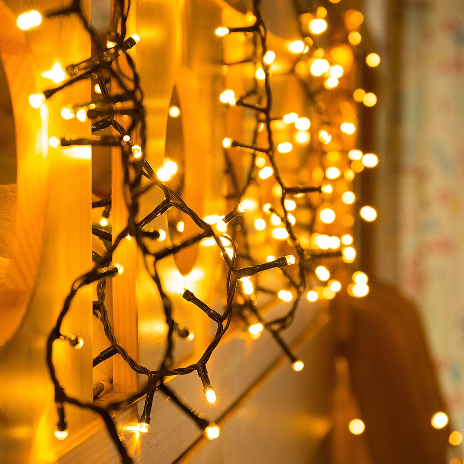 MUPOO LED-Lichterkette LED Lichterkette innen, Weihnachten Speicherfunktion, Lichterkette Modi,Timer 31V Weihnachtsbeleuchtung, außen 8 Energiesparen und