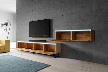 Furnix TV-Schrank BARGO III 300 cm (3x100cm) Lowboard mit Stellllfüßen ohne LED klare Fronten, modernes Design