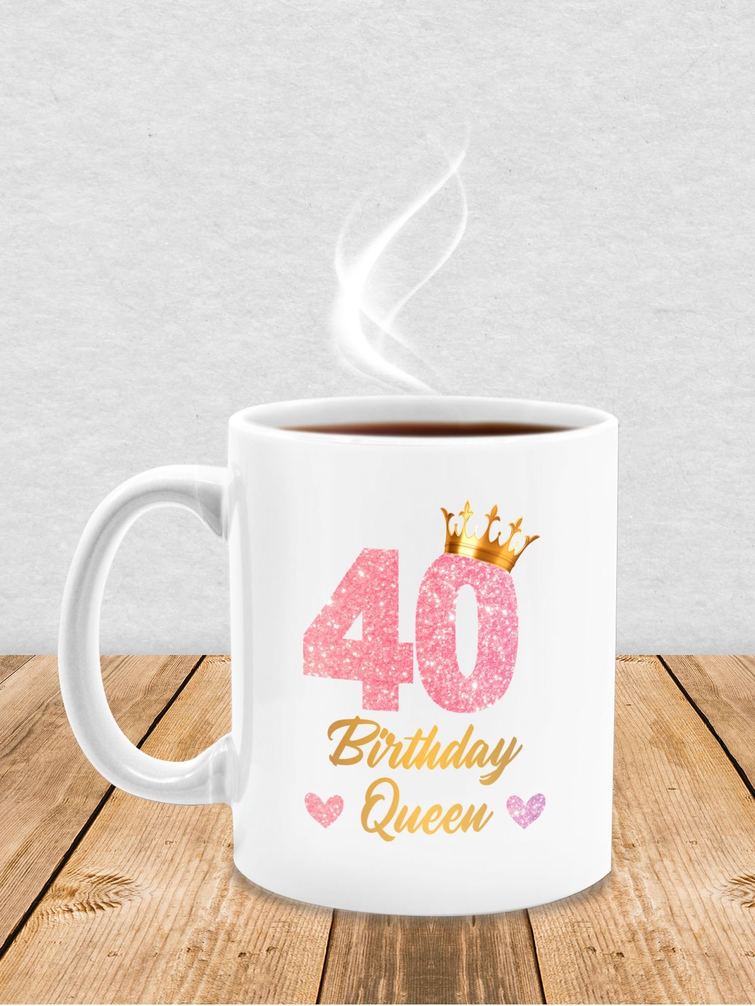 Shirtracer Tasse 40 Birthday Queen Tasse Geburtstag 2 Geburtstagsgeschenk Keramik, Geburtstags 40, Weiß 40. Königin