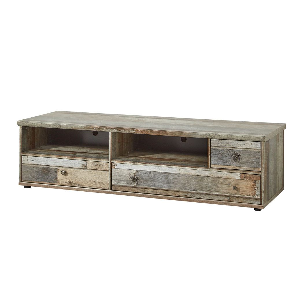 Lomadox Lowboard BRANSON-36, TV-Lowboard Fernsehrschrank Vintage Driftwood Braun, 162x43x52 cm