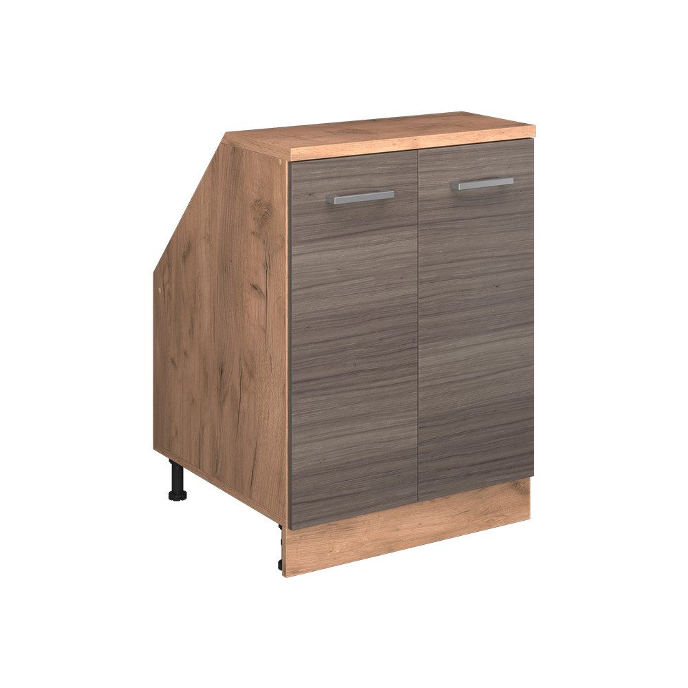 Vicco Kommode Rion, Edelgrau/Goldkraft Eiche, 60 x 81.6 cm mit 2 Türen, Schrankk... (1 St)