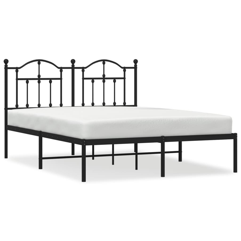 vidaXL Bettgestell, Bettrahmen mit Kopfteil Metall Schwarz 140x190 cm günstig online kaufen