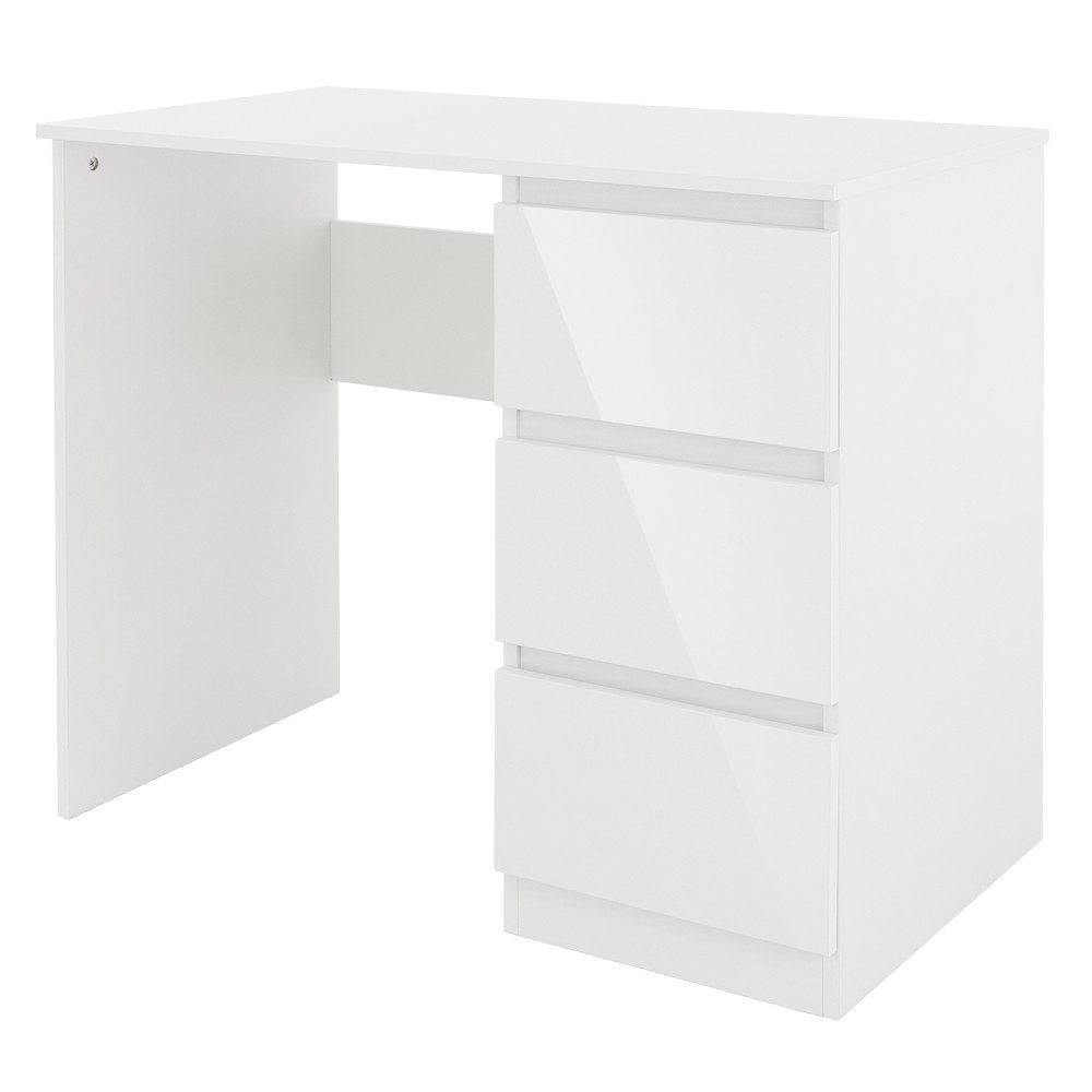 ML-DESIGN Schreibtisch Bürotisch mit 3 Schubladen Computertisch Arbeitstisch Laptoptisch, Homeoffice Büromöbel modern PC Tisch Weiß 90x76x50 cm mit Stauraum