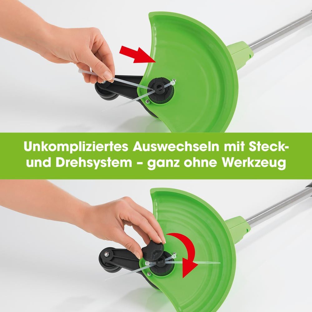 EASYmaxx Akku-Rasentrimmer,  kabelloses Rasentrimmen mit langanhaltendem Akku, Rasenmähen ohne Kabel mit einer Laufdauer von 25 min,  Teleskopgriff