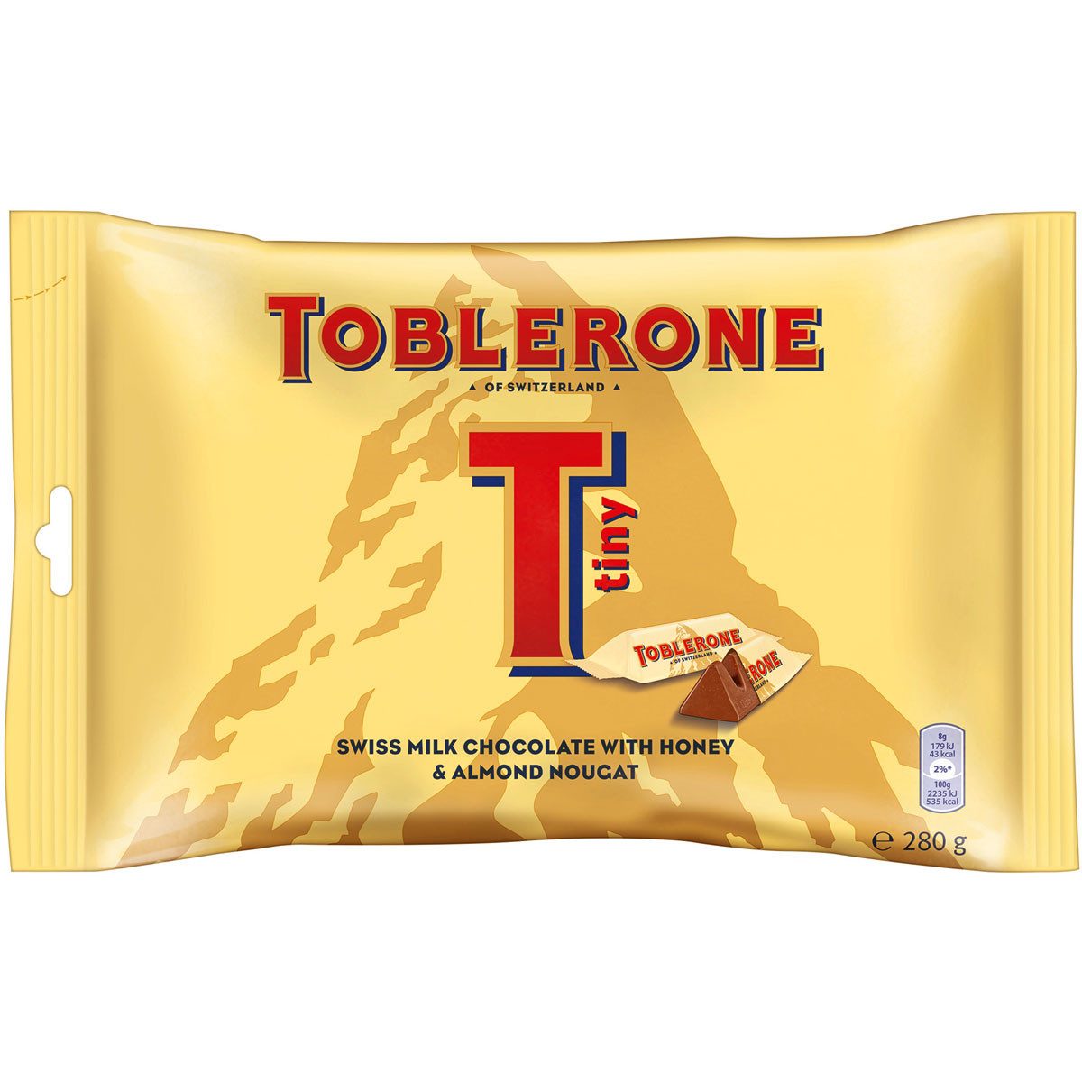 Toblerone Schokolade, Toblerone Tiny Milk einzeln verpackte mit Honig und Mandel 280g