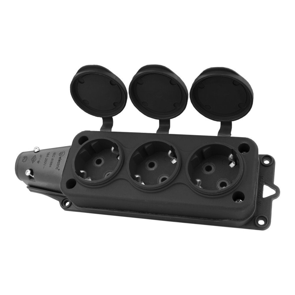 TP Electric Розеткиleiste Mehrfachsteckdose Gummikupplung 3-fach Schuko IP44 Розеткиleiste 3-fach