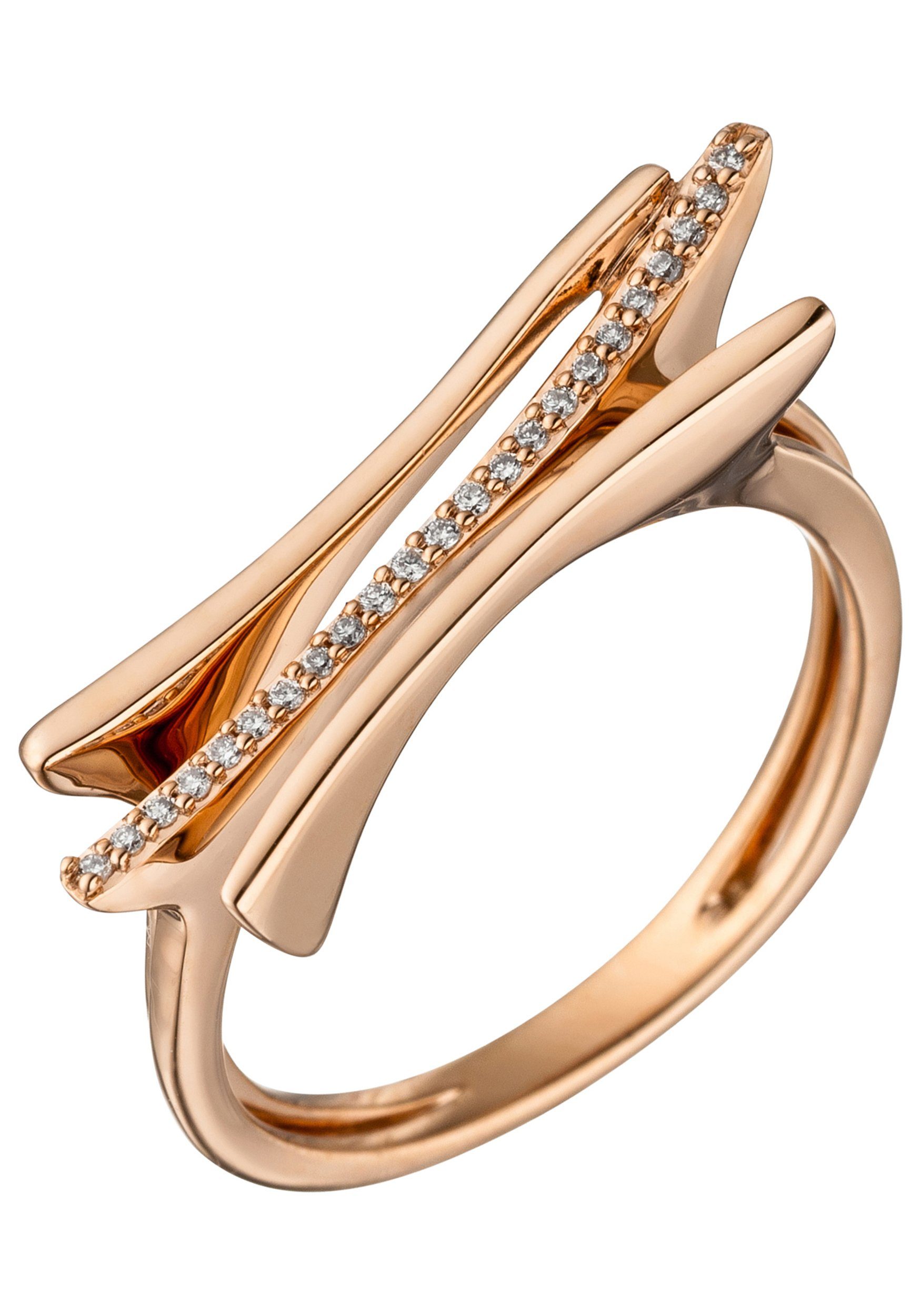 JOBO Diamantring Ring Roségoldring, 585 Roségold mit 23 Diamanten