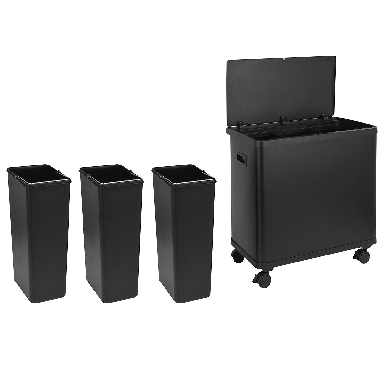 SVITA Mülltrennsystem, Herausnehmbare Inneneimer, 3 Fächer, Sensor, Soft-Close, Schwarz